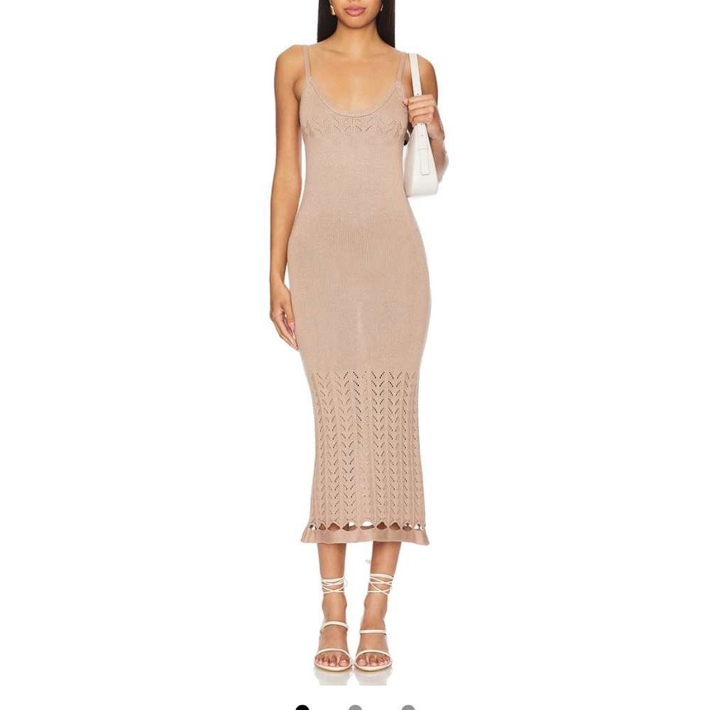 Peixoto Tan Midi Knit Dress